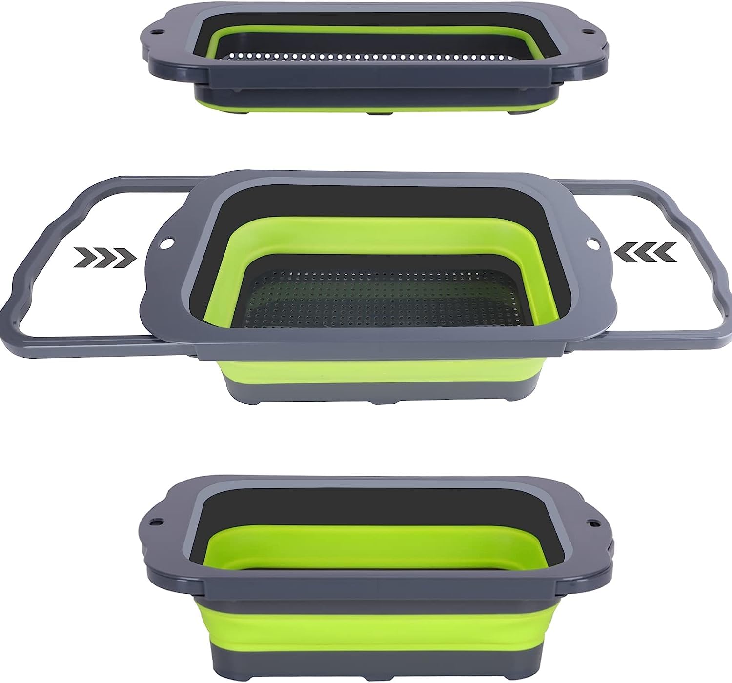 AzoneeColander Collapsible, Folding Vegetable Silicone Basket, Colander Strainer Over Sink, Vegetable/Fruit Colanders Strainers, with Extendable Handles, New Kitchen Essentials, 9 Quart (8.5L)