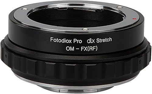 Fotodiox DLX - Adaptador de montaje de lente elástico - Olympus Zuiko (OM) Lente SLR de 1.378 in a cuerpo de cámara sin espejo Fujifilm Serie X con