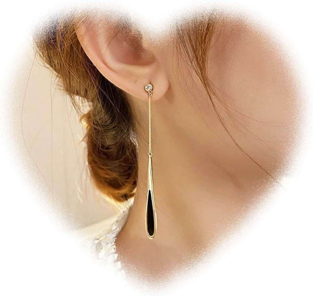 W WEILIRIAN Boho Teardrop Dangle Earrings Long Teardrop Earrings Black Teardrop Earrings Metal Teardrop Earrings Jewelry for Women