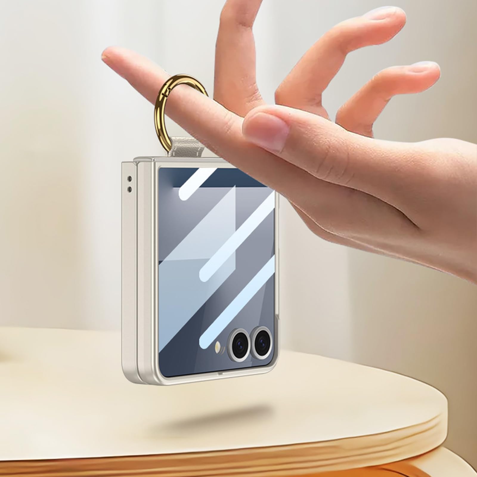 Magnetica Custodia per Samsung Galaxy Z Flip 8, Sottile Duro PC Glassata