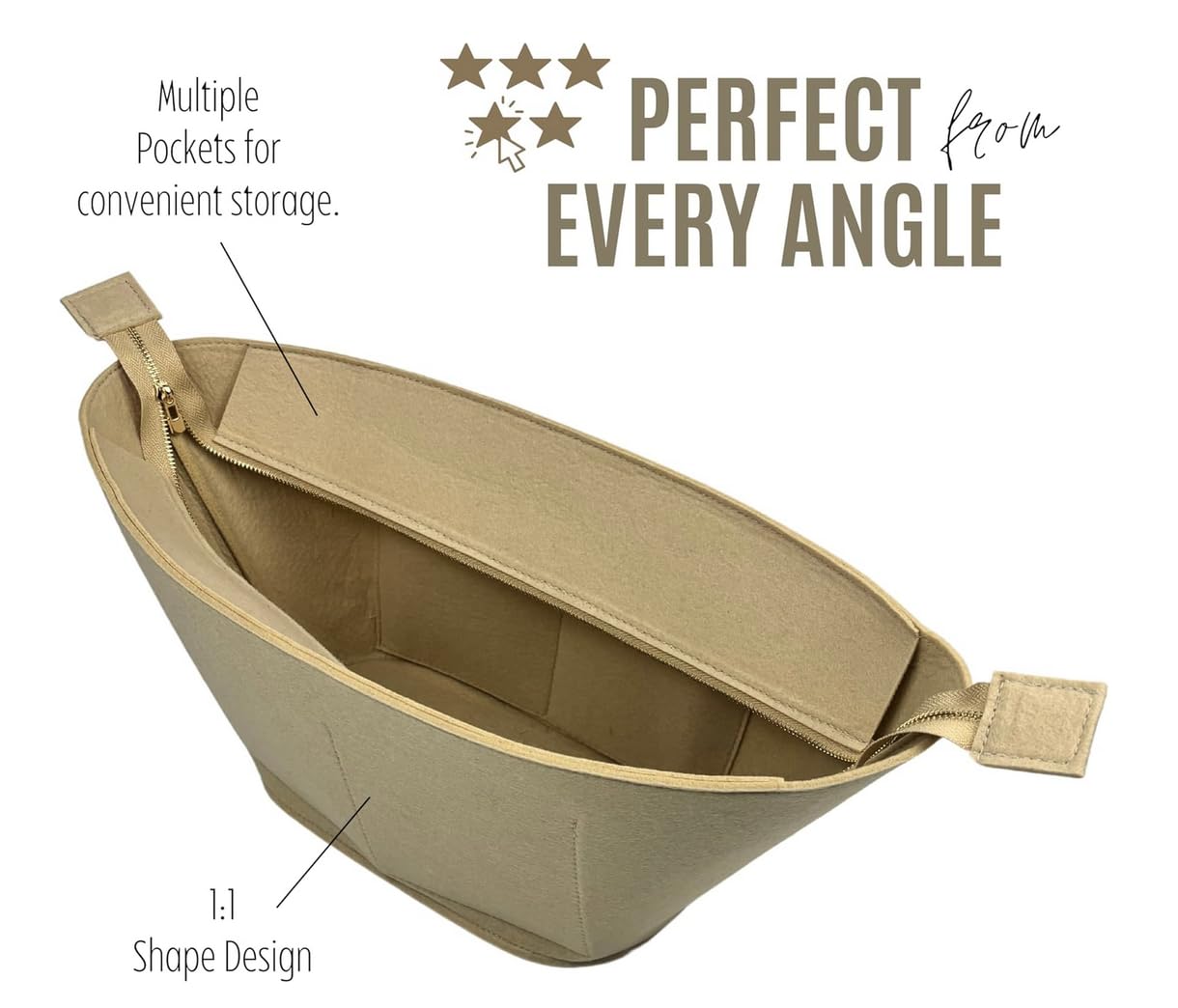 Divitize Premium organizer do torebki kompatybilny z torebką Loewe Basket Bag z włókna palmowego - ręcznie robiona owalna wkładka do torebki, idealne dopasowanie, złota górna pokrywa (Geyser Blue, dla