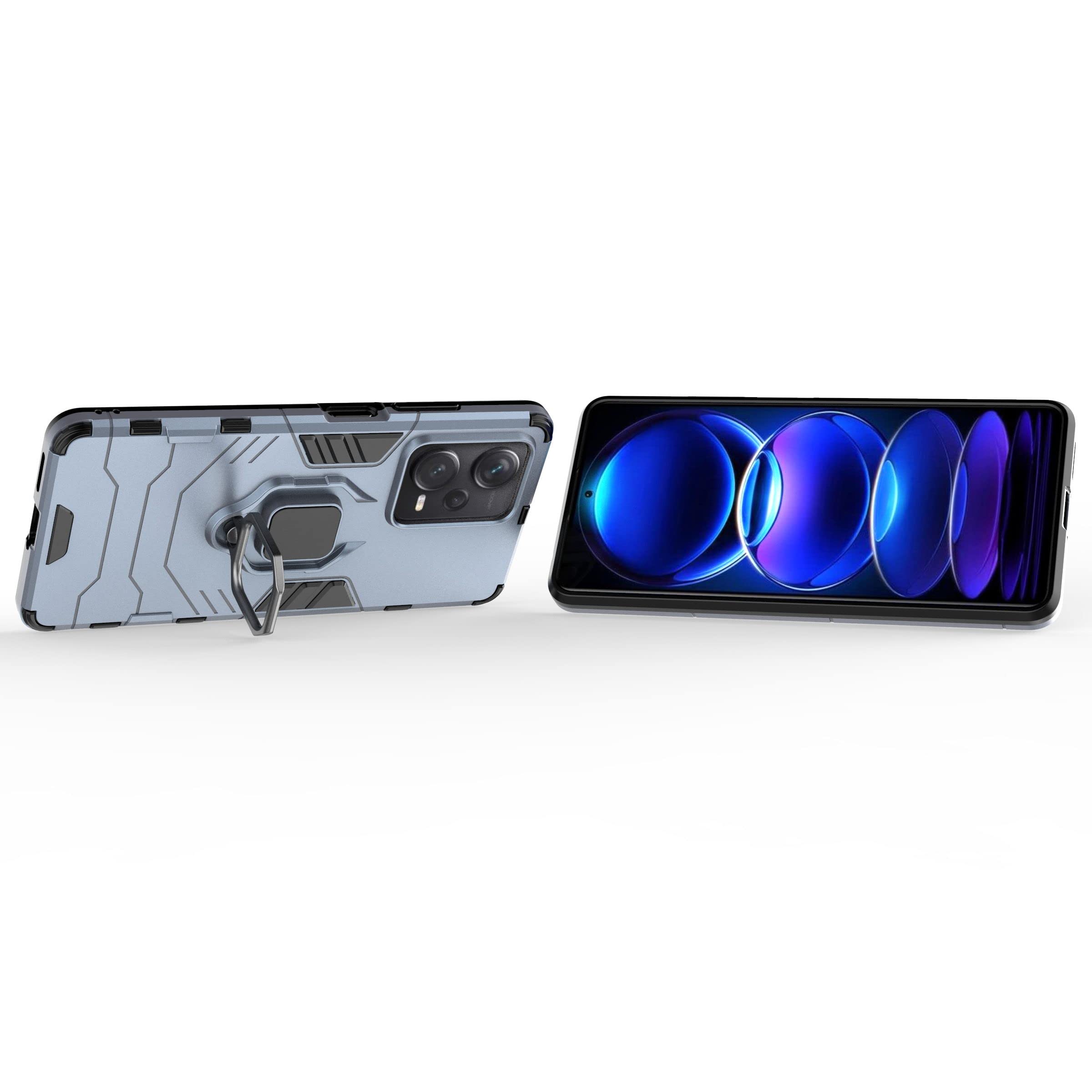 DESSEN Cover Per Redmi Note 12 5G Pro+ - Custodia Morbida In Silicone TPU Con Anello Girevole 360° E Supporto Magnetico, Antiurto E Antiscivolo, Colore Cielo Blu
