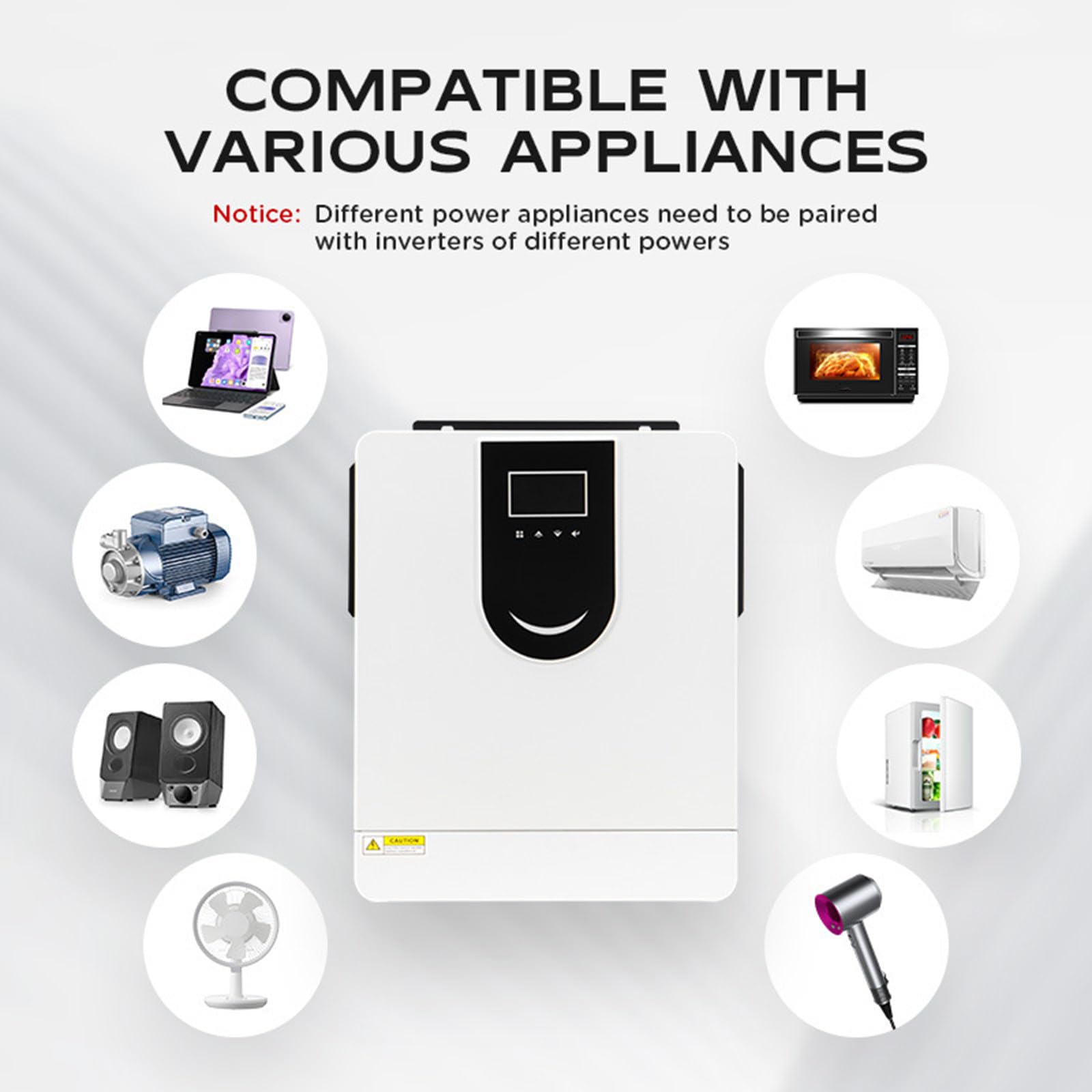 Inverter per accumulo Domestico a Onda positiva Pura, Inverter fotovoltaico Solare e regolatore con Pulsante di Feedback a Grande Schermo a LED,10.2KW