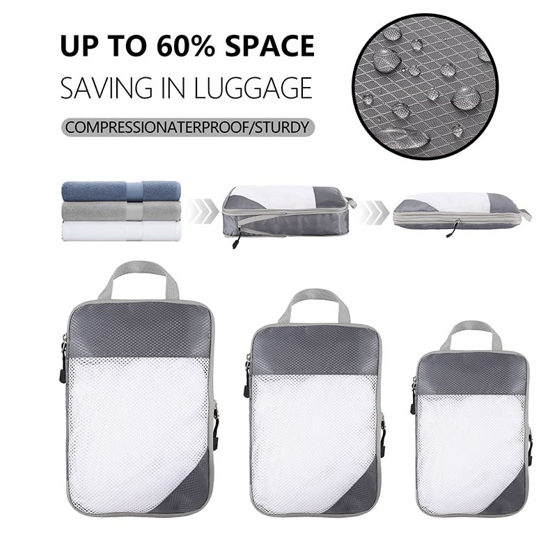 UTELKA Set Organizer Valigia 6/8/9 Cubi di Imballaggio da Viaggio Set di Pezzi, Cubi Multifunzione Organizzatore Bagaglio da Viaggio Impermeabile Borsa di Compressione