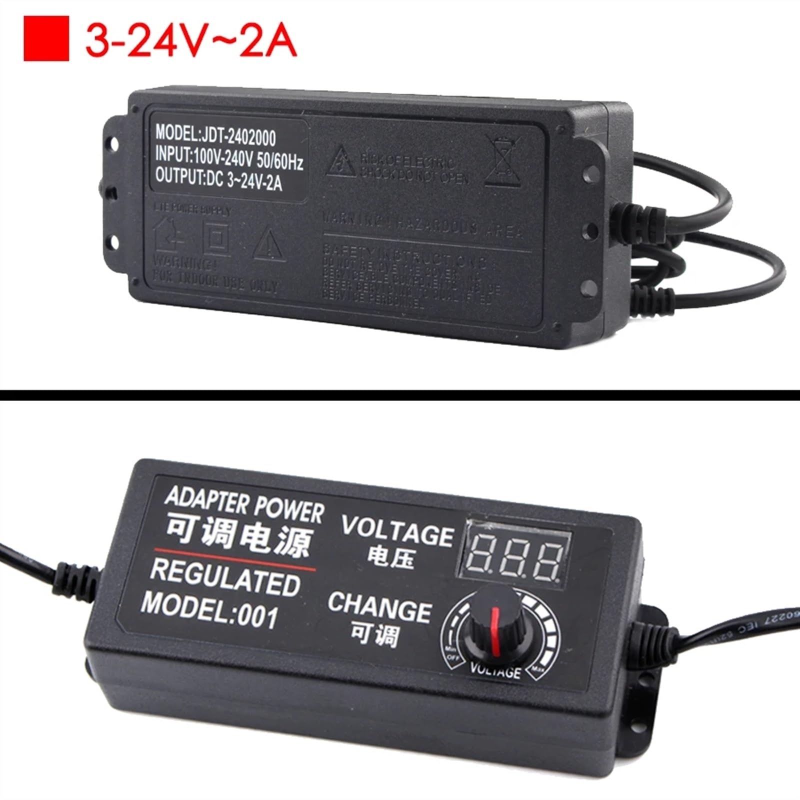 Einstellbarer Stromversorgungsadapter 3V 5V 6V 9V 12V 18V 24 V 1A 2A 5A Stromadapter Universal 220 V bis 12 V Adapter einstellbares Ladegerät(3V-24V 2A Adapter,1)