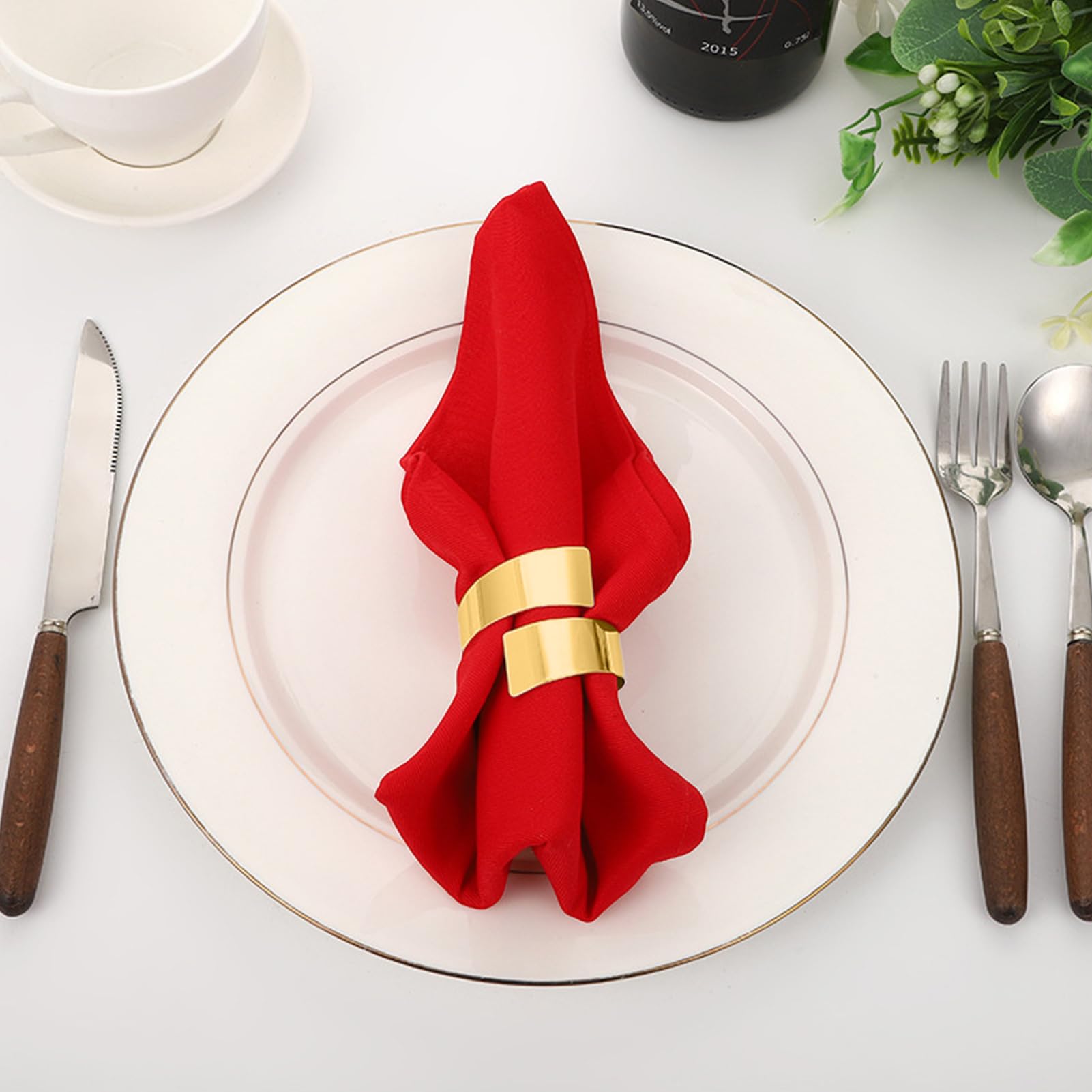 Set Di 24 Portatovaglioli Intrecciati In Filo Rosso - Eleganti E Fatti A Mano Per Decorazione Tavola, Matrimoni, Cene E Natale