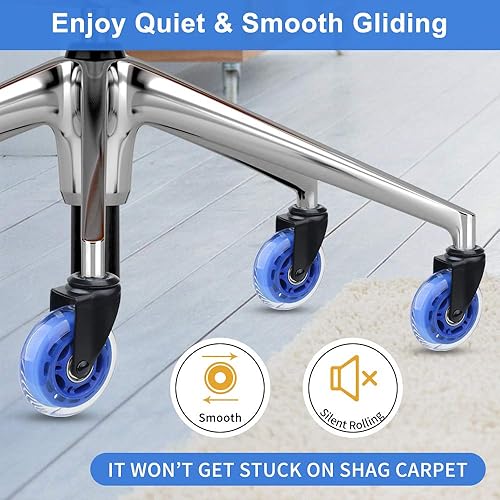 Miniatura 5 de Juego de 5 ruedas para silla de oficina de 3.0in de alta resistencia, ruedas de repuesto con ajuste universal, seguras para suelos de madera,