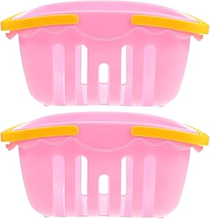 2 Pcs Simulation Basket Toy Mini Supermarket Trolley Simulated Trolley Super Market Basket Kids Grocery Wagon Supermarket Cart Basket Kids Wheelbarrow Decorations Child Abs Cosplay