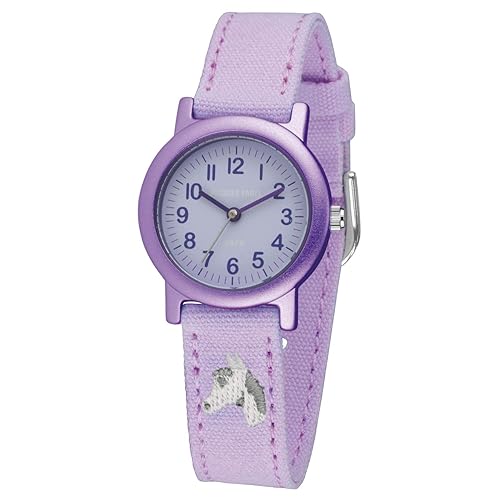 JACQUES FAREL Öko-Kinderuhr Mädchen Armbanduhr mit Textilband aus Bio-Baumwolle Analog