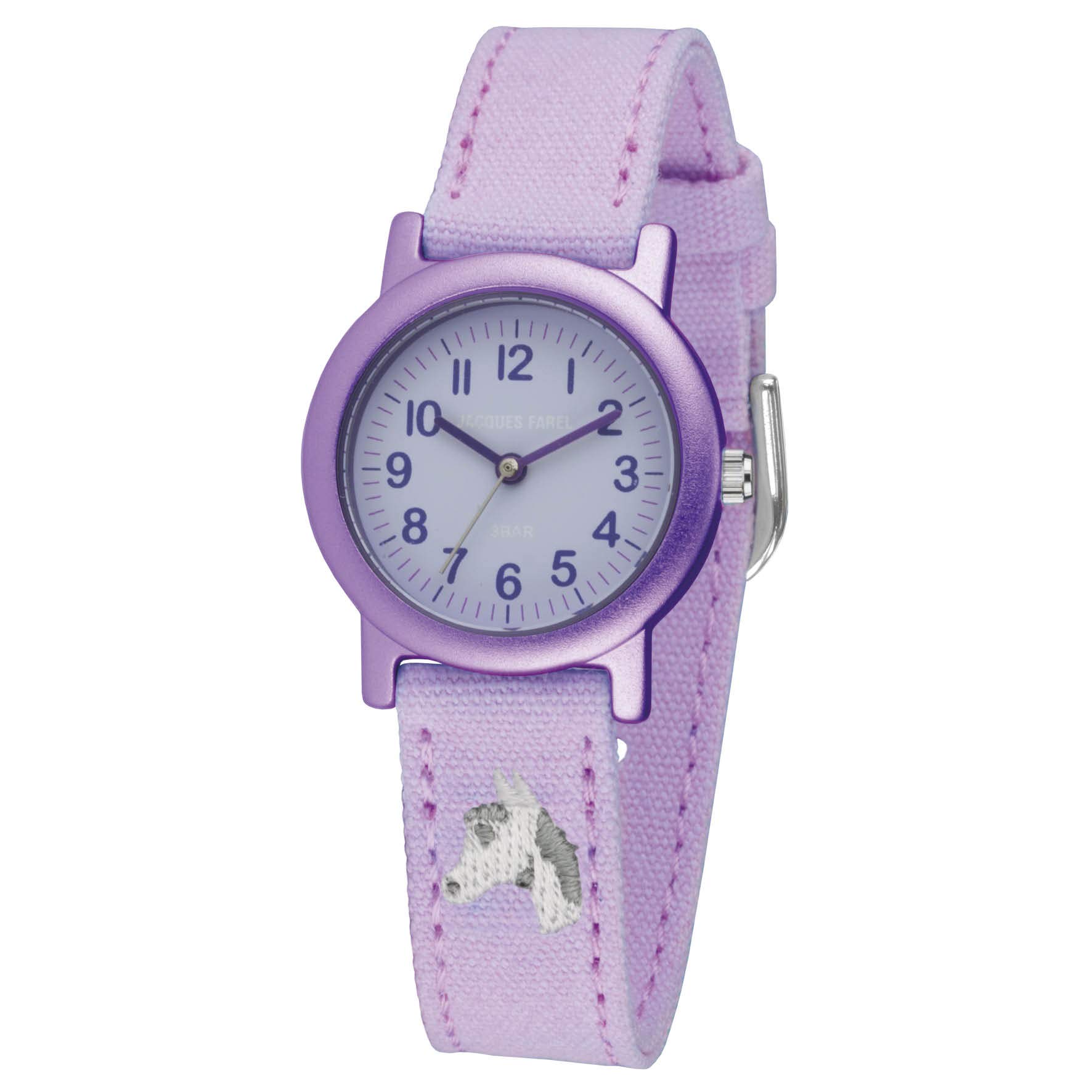JACQUES FAREL ORG 8820 Kids Watch, Children's Watch Textile Strap Made of Organic Cotton Girls Aluminium Analogue Quartz Watch for Kids