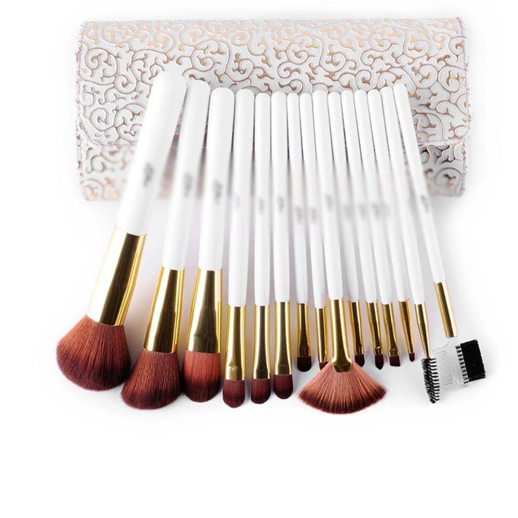 Ensemble Complet de 15 pinceaux de Maquillage Ensemble Complet d'outils de Maquillage Outils de Maquillage Blanc