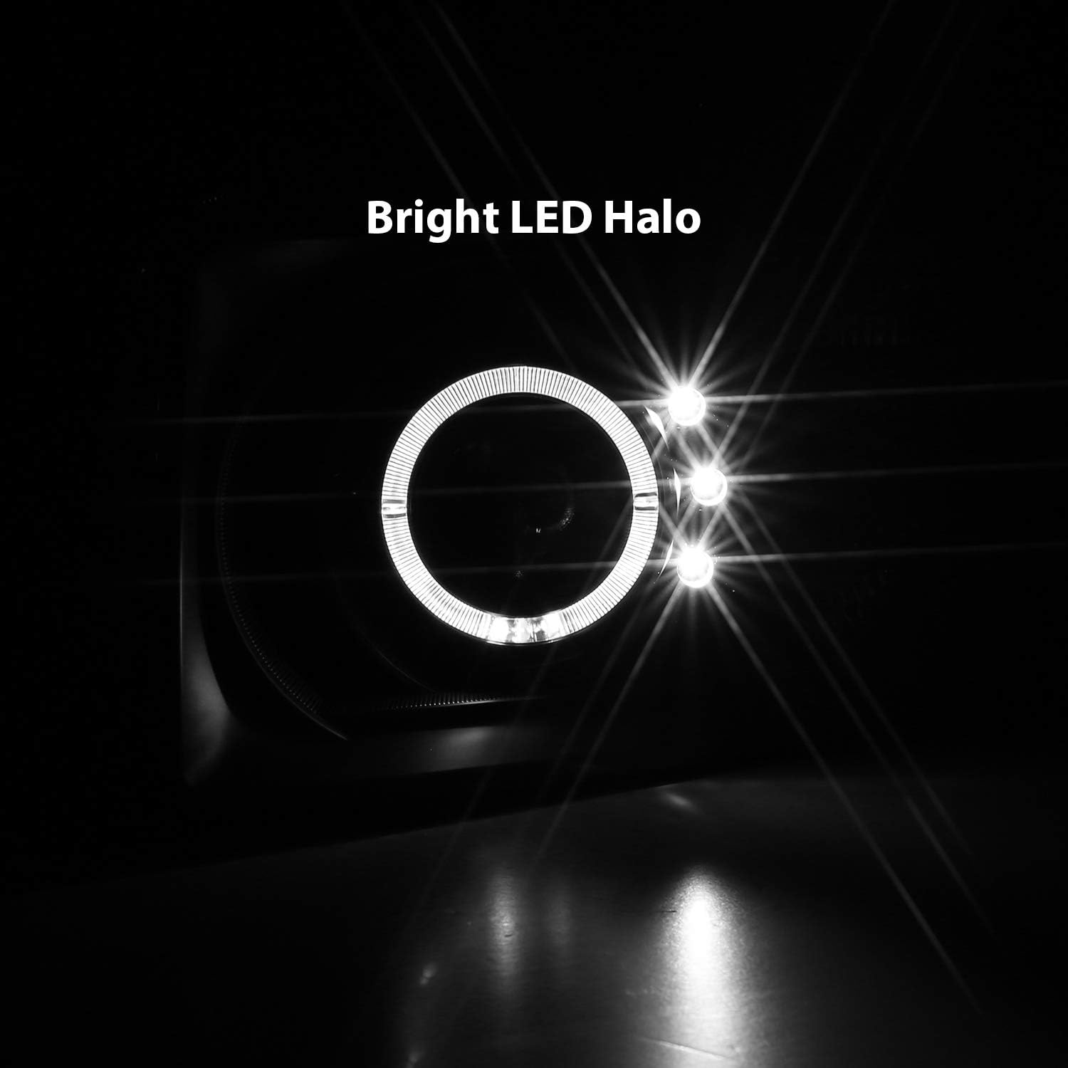 AmeriLite Projector Headlights Halo Black for Honda Element - Passenger and Driver Side
