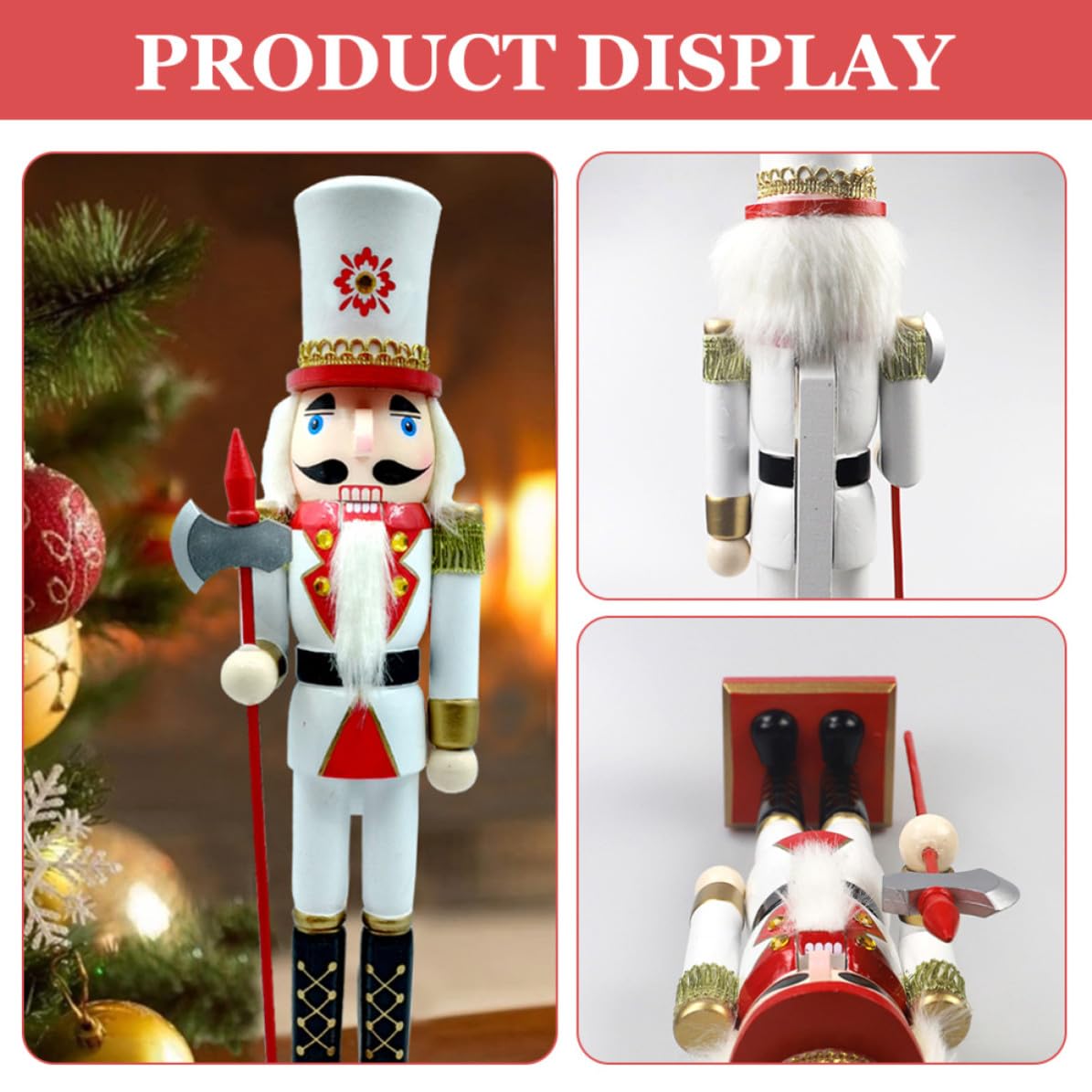 Toyvian Cascanueces de Madera Navideños, Figura Decorativa en Color Claro