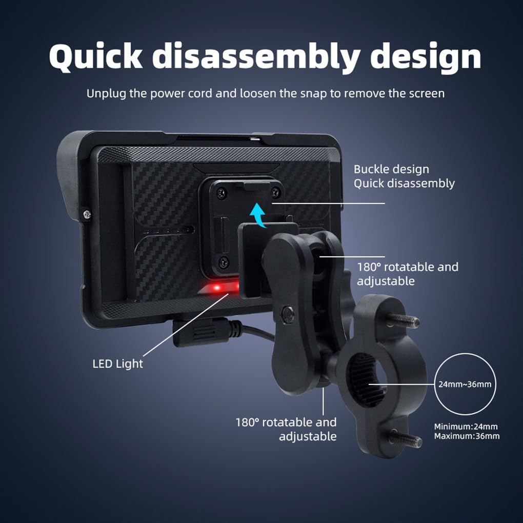Cruscotto per Moto con Schermo Touch IPS da 5 Pollici, Car Play e Android Auto, Resistente e Facile da Usare, Nessuna Pressione dei Pneumatici
