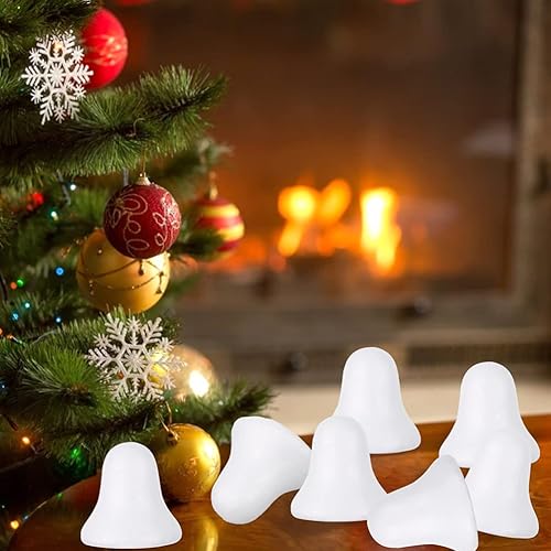 Miniatura 8 de 20 cascabeles de espuma, campanas de Navidad, suministros de manualidades, kits de modelado de bolas de espuma blanca, adornos colgantes para árbol