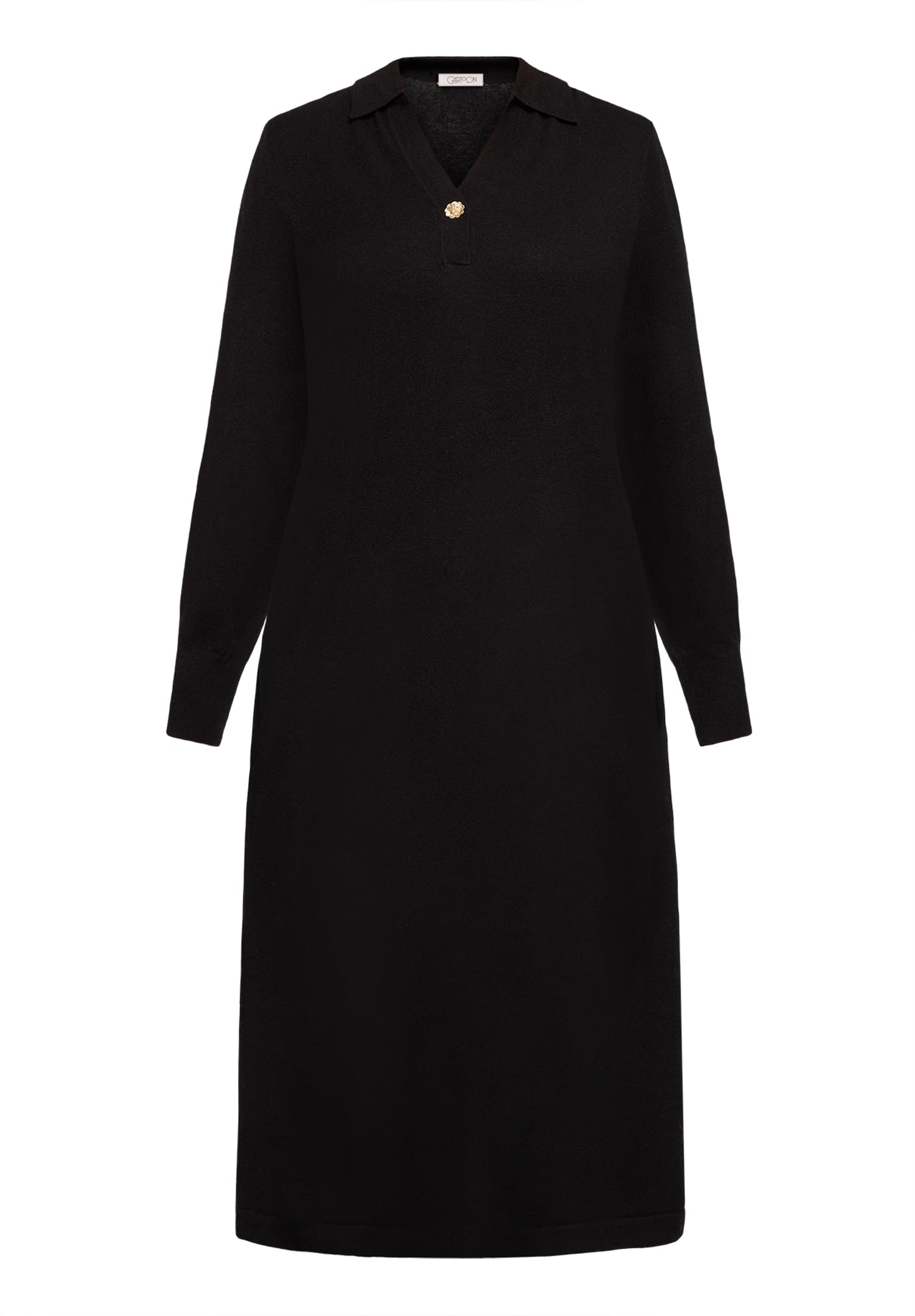 Cartoon Damen Strickkleid mit Kragen