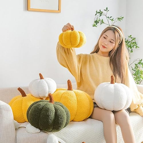 Miniatura 5 de Srutirbo Almohadas de vellón de peluche con forma de calabaza, lindo cojín en forma de 3D para Halloween o decoración del hogar (14 pulgadas, blanco)