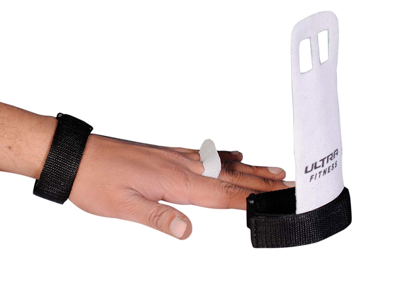 ULTRA FITNESS Leather Grips Gymnastic Palm Protectors Hand Guards Gym Gloves Pull up (White S), White Leather - Image 2