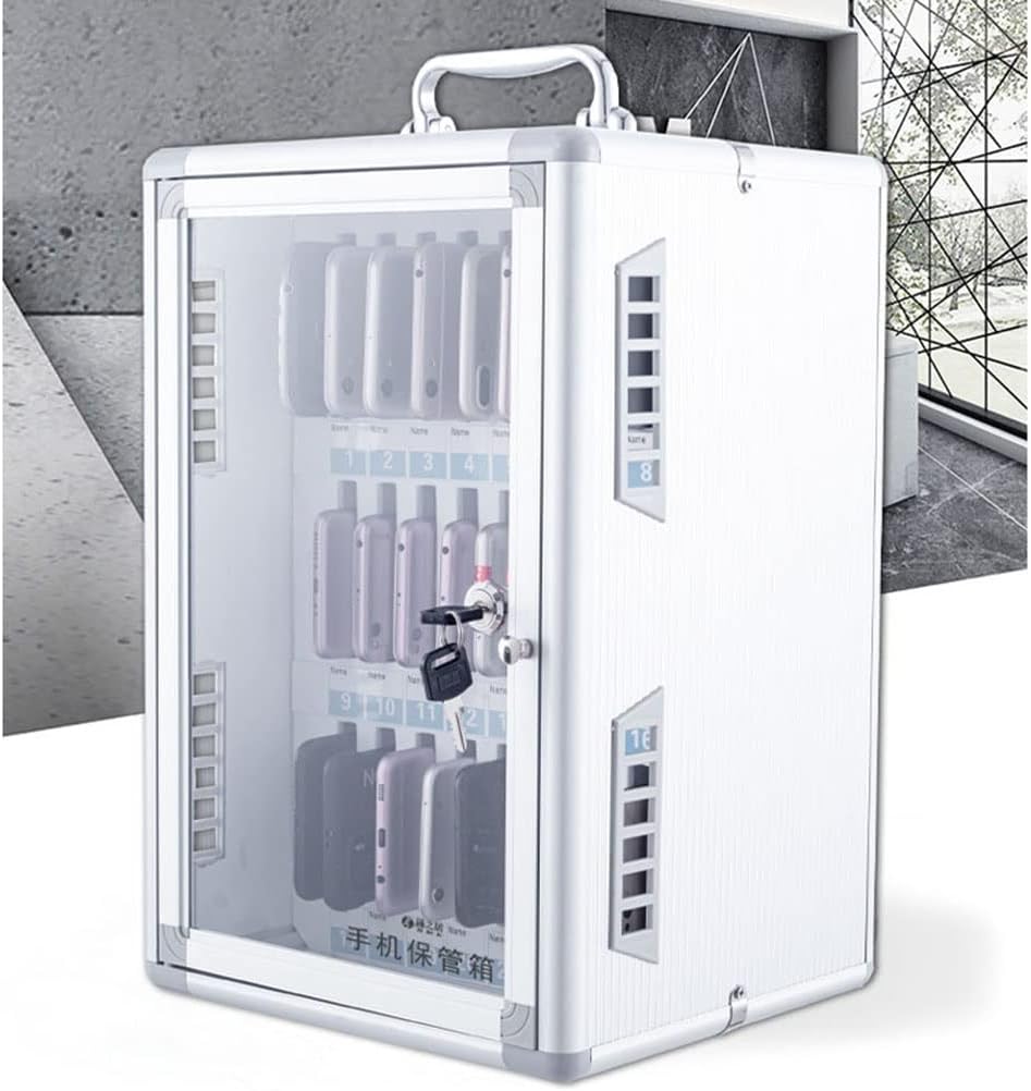 Cell Phone Locker Storage Box - 60 Slots Aluminum Alloy Mobile Phone Organizer with Heat Sink for Classroom & Office Security, Perfect for Devices & Accessories