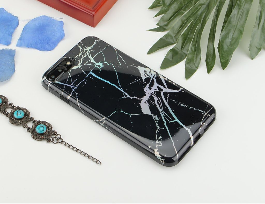 GOLINK iPhone 7 Plus Case for Girls/iPhone 8 Plus Marble Case, Glossy Laser Series Slim-Fit Ultra-Thin Anti-Scratch Shock Proof Dust Proof Sparkling Shiny TPU Case for iPhone 7/8 Plus 5.5"-Laser Black