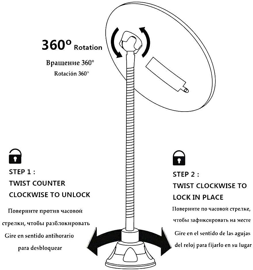 Lseqow Makeup Mirror with LED Light, Flexible Makeup Mirror with Suction Cup Swivel 360 Degree Gooseneck 10X Magnifying Mirror for Travel and Home Bathroom Vanity Mirror (Without Batteries)