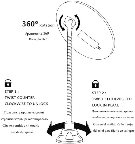 Miniatura 8 de Lseqow Espejo de maquillaje con luz LED, espejo de maquillaje flexible con ventosa giratoria de 360 grados, cuello de cisne de 360 grados, espejo de