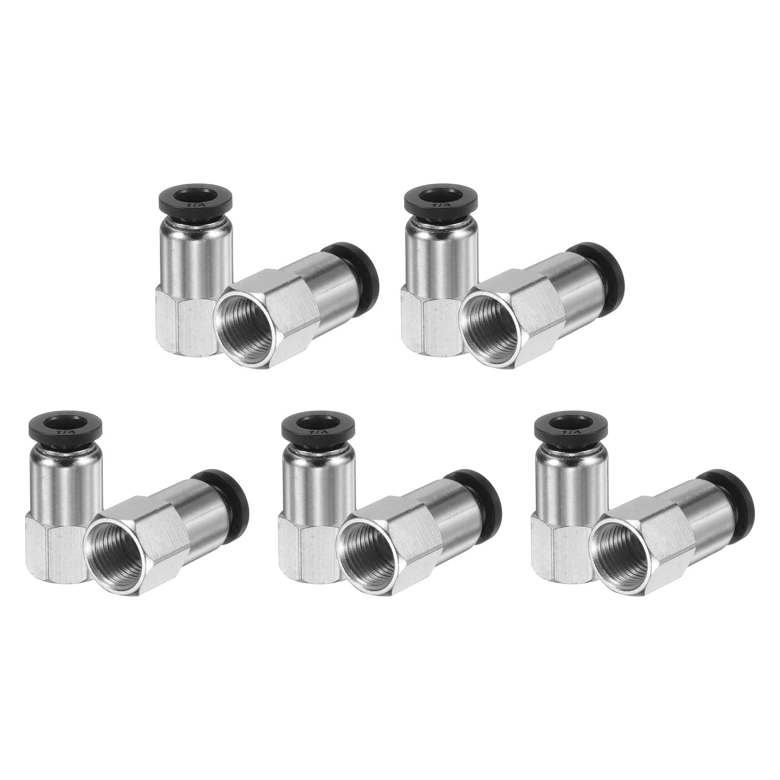 uxcell 10pcs Push to Connect Fitting 1/4" Tube OD x 1/8" N Thread Female Straight Pneumatic Tube Fitting PCF1/4-N01 Quick Connect Air Line Fitting Air Hose Fitting Black