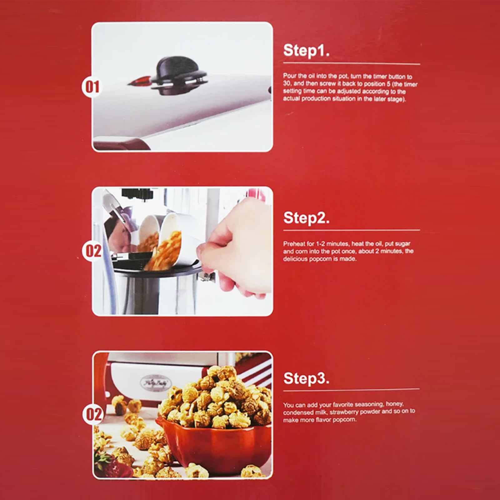 Máquina De Palomitas Retro Profesional Con Temporizador Y Función De Mantener Caliente, Iluminación Incorporada, 2 Minutos De Preparación Rápida, Diseño Extraíble Para Entretenimiento, Apartamento