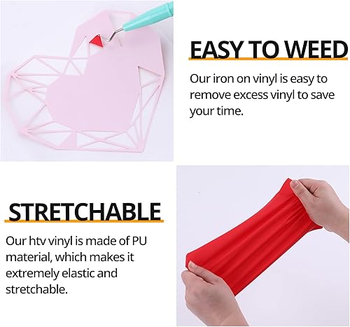 Miniatura 3 de HTVRONT Paquete de 10 vinilos de transferencia de calor rojos de 12 x 10 pulgadas para camisetas, vinilo rojo para planchar para todas las máquinas