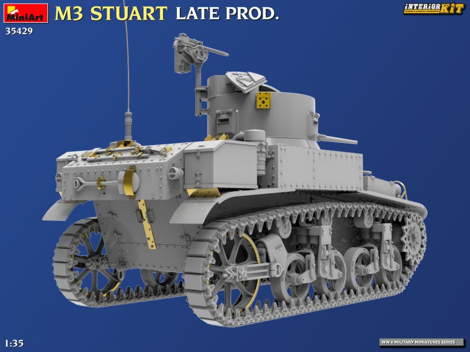 Mini Art 35429 1:35 US M3 Stuart Späte Prod. Interior - originalgetreue Nachbildung, Modellbau, Plastik Bausatz, Basteln, Hobby, Kleben, Modellbausatz, Zusammenbauen, unlackiert