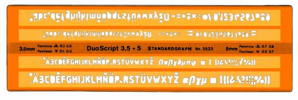 Plantilla de escritura 3,5 + 5 mm para mina fina 0,3; 0,5 fibra fina 0,1; 0,3