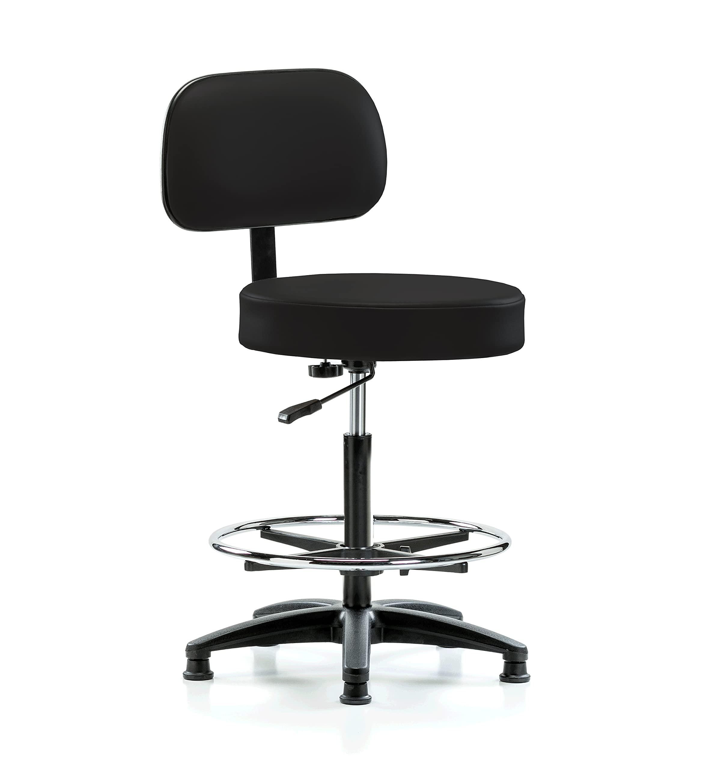 Perch Basic Exam Stool with Foot Ring, Glides, 25-35", Black Vinyl