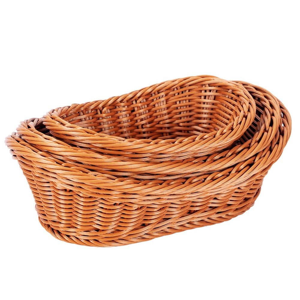 Panier ovale en polystyrène tressé pour pain et fruits lot de 3
