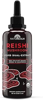 Naturealm Reishi Mushroom Liquid Tincture Supplement – Promotes Calmness, Immune Support & Sleep Aid, Vegan, Non-GMO – Organic Fruiting Bodies, 1 Month Supply