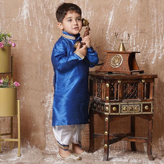 Image of AJ DEZINES Kids Ethnic Wear Pure Cotton Dhoti Kurta Set For Boys