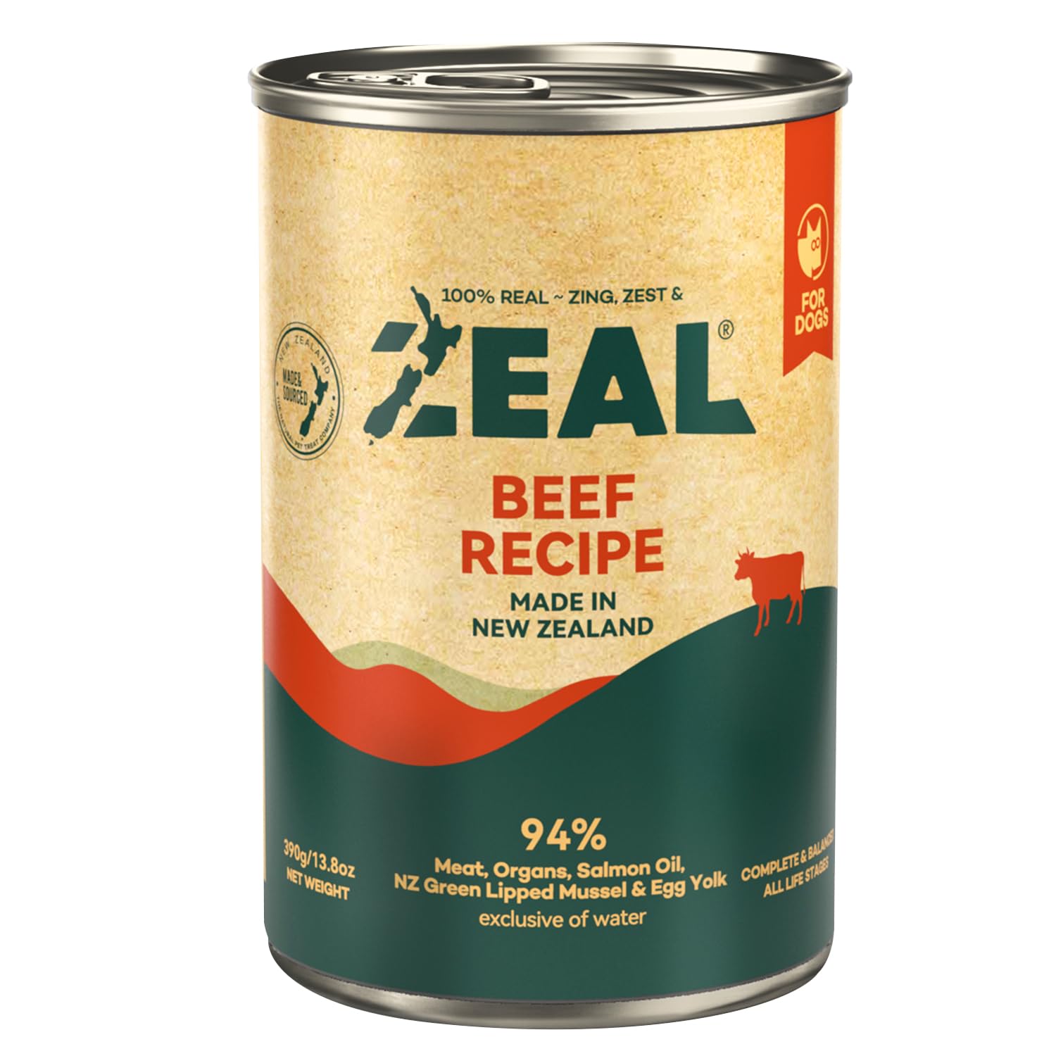 ZEAL New Zealand Wet Dog Food – High Protein, Pure Nutrition, Natural Superfoods, Grain-Free with Superfoods (Beef, 13.76oz Can 12-Pack)