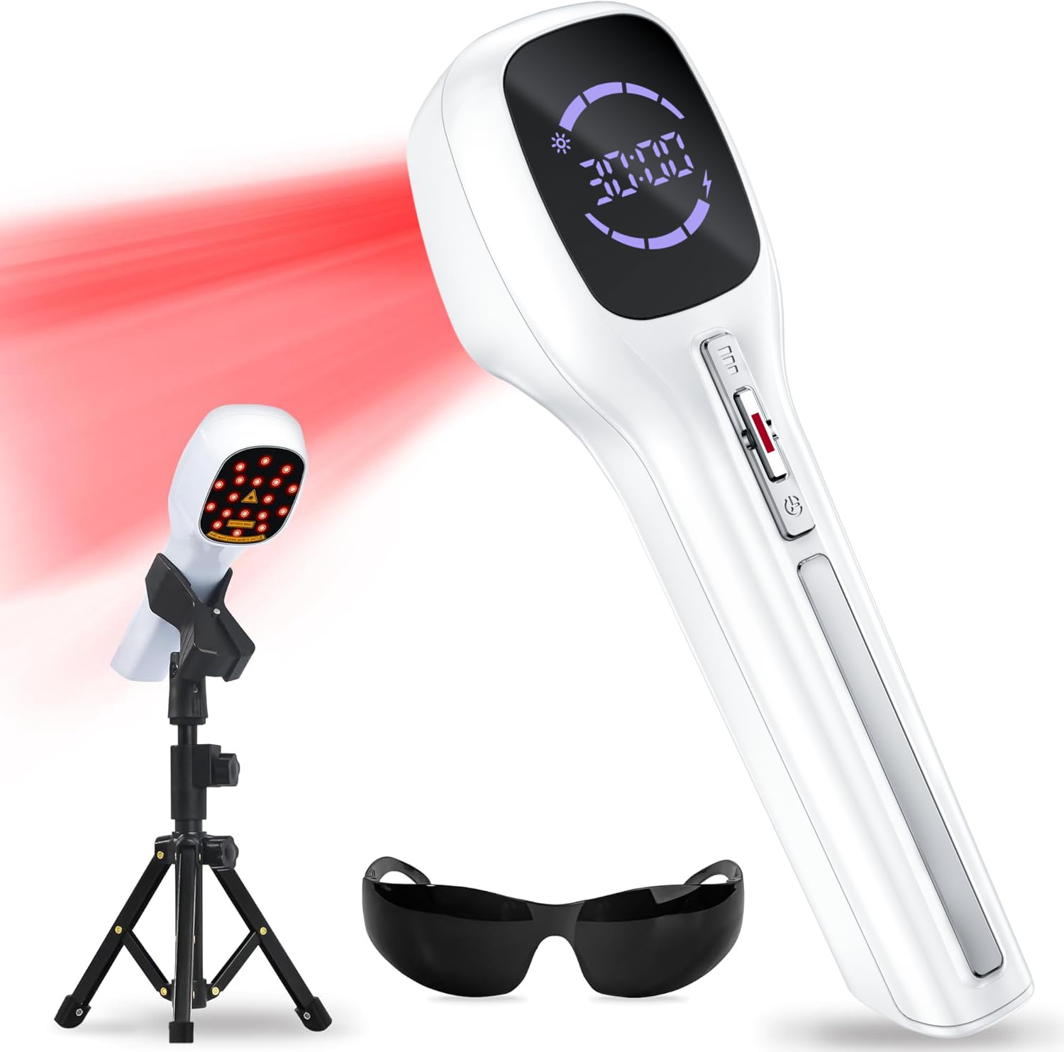 Rotlicht Therapiegerät, Handgerät Kalte Laser mit 5-30mins Timer Einstellbarer Leistung, Gelenk- und Muskelpflege (4 * 808nm+14 * 650nm) für Haustiere & Menschen, Red Light Therapy