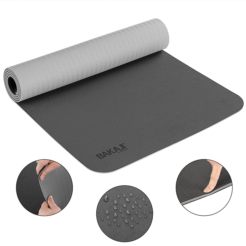 Tapis Yoga Bakaji Antidérapant – 175 X 60 Cm, Haute Densité, 4 Mm D’Épaisseur, Avec Sangle