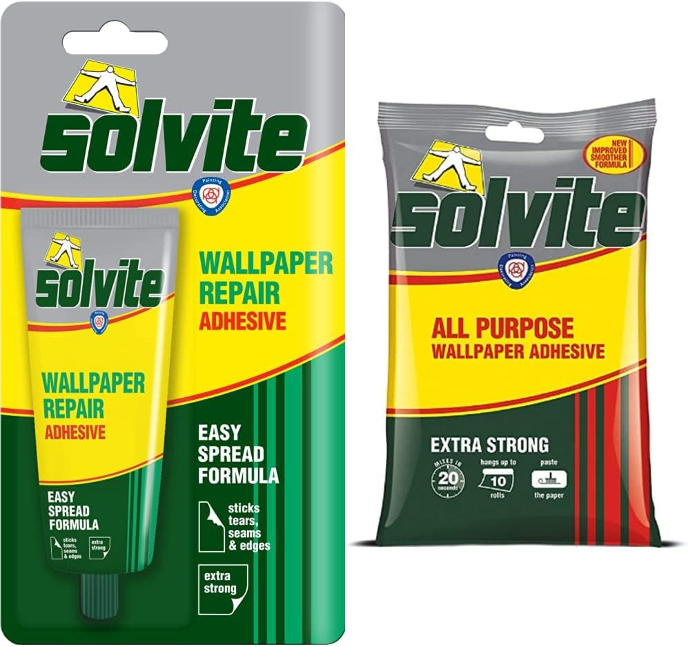 Solvite Wallpaper Repair Adhesive, Wallpaper Paste for Fixing Tears & 1591161 AllPurpose