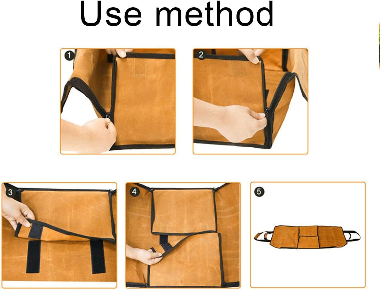 Firewood Carrier, Wet Wax Canvas Dual Use Log Carrier, Waterproof Wood Carrier Tote Bag, Fireplace Stove Accessories, for Outdoor Indoor Use