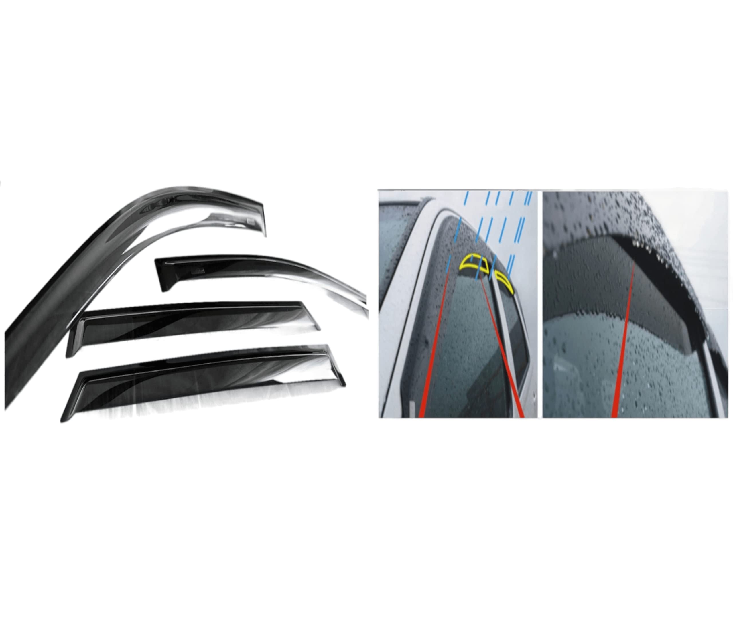 4 deflettori d'aria compatibili con BMW Serie 1 (F20) 5 porte 2011 2012 2013 2014 2015 2016 2017 2018 2019 acrilico