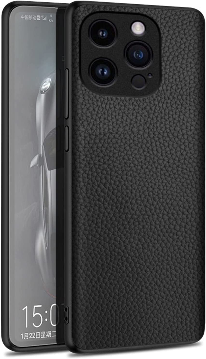 Étui en cuir pour iPhone 14 Pro KANUZ noir ultra fin