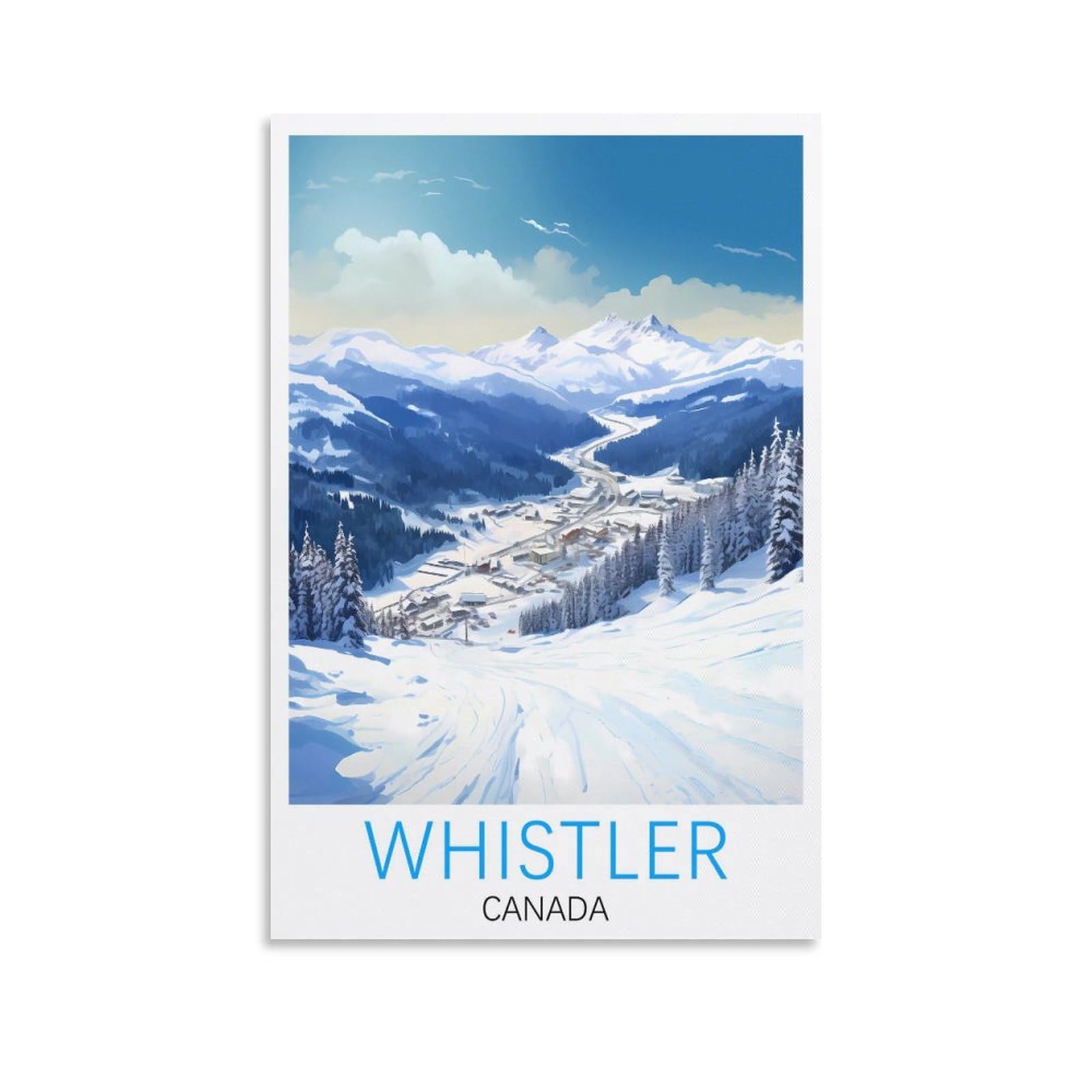 Orbana Unframe-Style Whistler Canada Vintage Travel Poster Ski 20X30inch(50X75cm) Canvas Print For Living Room, Bedroom, Dorm, Home, Office Wall Decoration