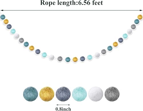 Miniatura 2 de Boao 2 guirnaldas de pompones de fieltro para decoración de Navidad, 6.5 pies de largo, 24 cuerdas de pompones para pared, decoración de árbol de