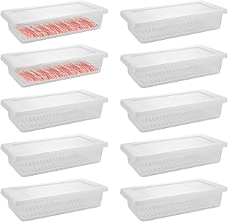 10 Pack Bacon Storage Container for Fridge, Deli Meat Container for Fridge Bacon Keeper Cold Cuts Cheese Container Ham And Cheese Container for Fridge Bacon Holder, White