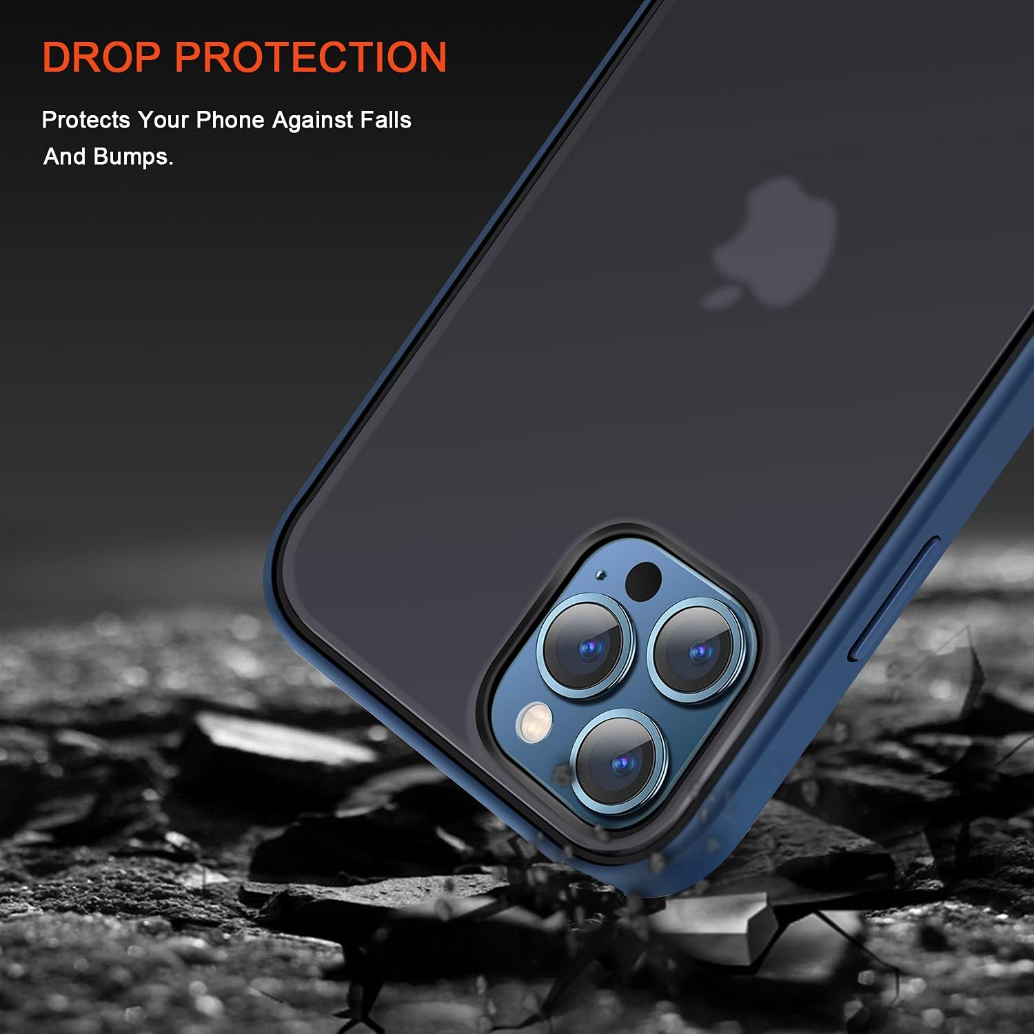 TENDLIN Compatible with iPhone 12 Case/Compatible with iPhone 12 Pro Case Translucent Matte Hard Back with Soft Silicone Bumper Comfortable Case (Blue)