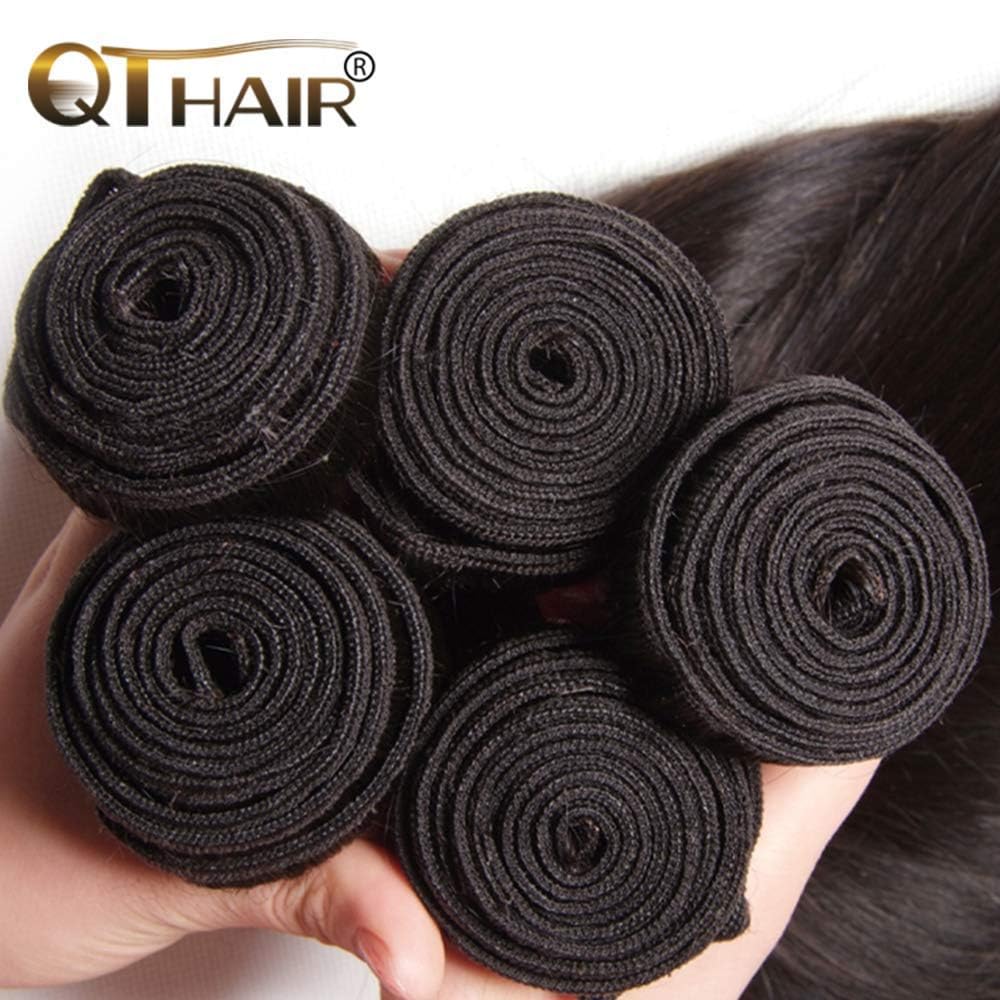 QTHAIR 18A Grade Straight Human Hair Bundles 16" 16" 18" 100% Unprocessed Virgin Indian Human Hair Extensions For Women Human Indian Straight Hair Bundles Bundles Human Hair