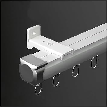 Shower Curtain Rod Extra Long Curtain Track Wall Mount Heavy Duty, 32 29 26 23 19 16 14 13ft, Indoor Outdoor Curtain Rail Single Aluminum Curtain Rod Channels with FittingsWhite,1m/3.3ft