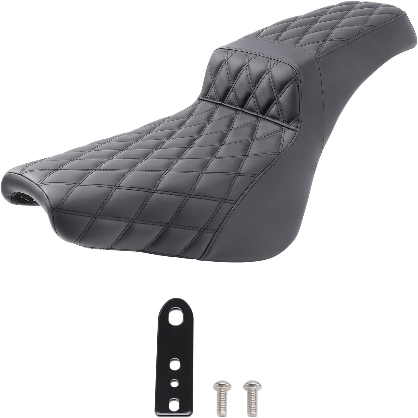 Comfort Motorcycle Seat One Piece Driver Passenger for Harley Softail Street Bob FXBB FXBBS 2018-2025 Softail Standard FXST 2020-2025 Heritage Classic FLHCS 2018-2024 Black Stitching