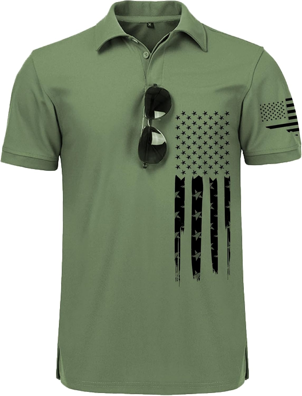 JACKETOWN Men's Polo Shirt Patriotic Graphic Short Sleeve American Flag Golf Shirt Independence Day